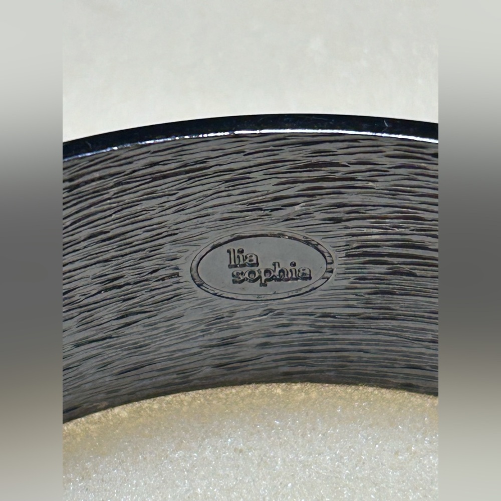 Lia Sophia “Paris Lights” Hinged Hematite Tone Bangle Bracelet - Picture 5 of 14